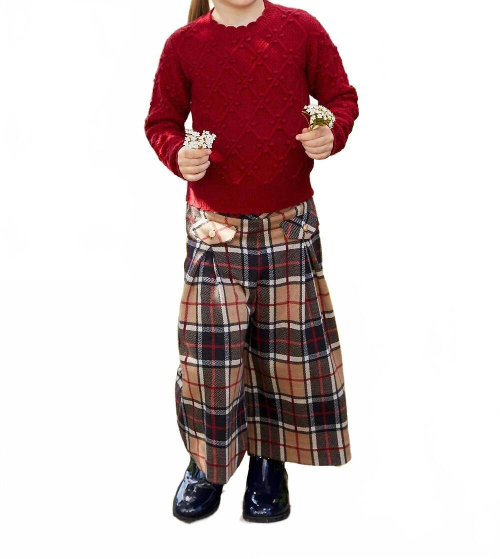 NEW ABEL & LULA kid's plaid culotte pants in multi